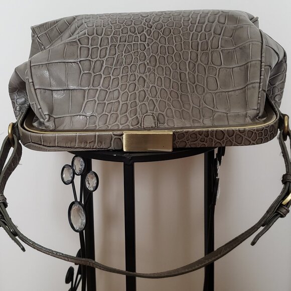 DANIER OLIVA-GREY CROCODILE LEATHER IMITATION BAG. - Picture 6 of 10